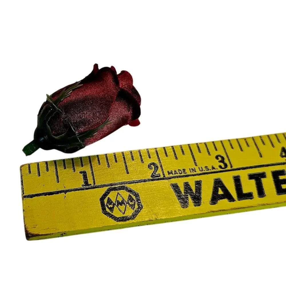105 Burgundy Satin Rose Heads Lot Open Roses Buds Stemless Wedding Craft Decor
